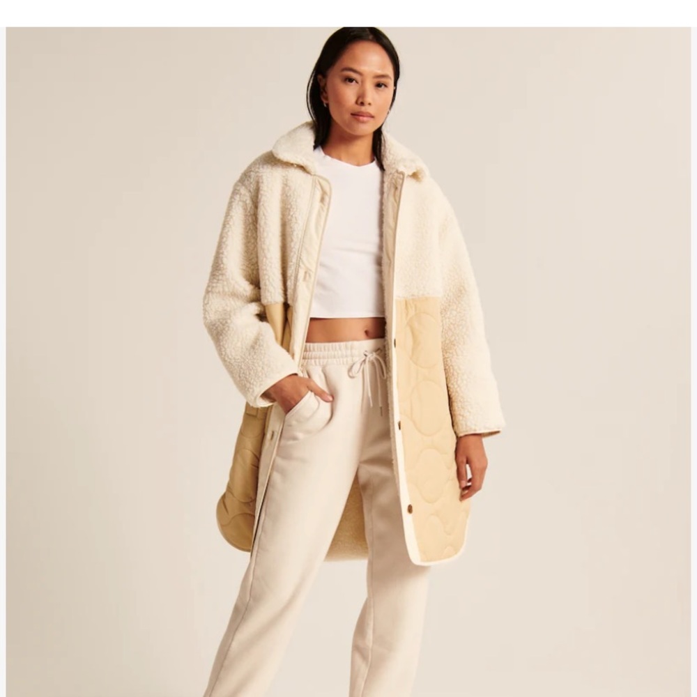 NWT Abercrombie Long-length Sherpa liner jacket